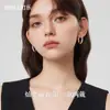 Pendientes de Aro Metálicos Bicolor Únicos con Pasador de Plata de Ley S925, Estilo Nuevo, Lujo Ligero, Sensación de Alta Gama, Aros Lisos Elegantes, Hermosos Aros para Orejas