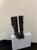 Botas de Caballero Cuadradas Retro Estilo Coreano con Tacón Grueso y Hebilla para Mujer 2026 Nuevo Estilo Adelgazantes Versátiles Altas Hasta la Rodilla