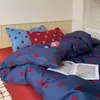 Lavable Amigable con la Piel Lunares Color Sólido Bloques de Color Vintage Cubrecama Juego de Cuatro Piezas Funda Nórdica Sábana para Estudiante Juego de Tres Piezas