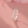 Anillo de Cruz de Plata Pura S925 Dulce con Circonita para Mujer, Simple, Lujo Ligero, Elegante, Suave, Artístico, Anillo Lindo, Venta al por Mayor