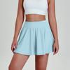 Falda de Tenis Deportiva Europea y Americana Danza Anti-Exposición Levanta Glúteos Femenino Transpirable Pantalón Falda de Yoga Secado Rápido Falda Deportiva de Media Longitud para Mujer