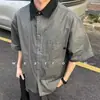 Nova Camisa Tendência Harajuku Verão 2026 Estilo Americano Color Block Manga Curta Casual Tendência Camisa Estilo Coreano