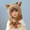 Adorable Sombrero de Felpa con Orejas de Oveja Móviles y Bufanda Todo en Uno para Niños Invierno Forro Polar Engrosado para Mantener Caliente y a Prueba de Frío Protección para las Orejas