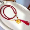 Colar com Pingente de Cavalo Tang Banhado a Ouro Antigo com Strass Feito à Mão Ni Xin para Mulheres Acessório de Corrente para Suéter Estilo Chinês Riqueza Instantânea DIY