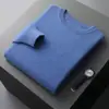 Suéter Masculino de Gola Redonda em Cashmere, Casual Simples de Sete Agulhas Espessado Versátil para Negócios Cor Sólida, Suéter de Cashmere para Atacado Transfronteiriço