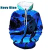 Moletom Estilo Comércio Exterior Transfronteiriço Masculino com Capuz Forrado de Lã Dinossauro Animal Retrô Impressão Digital 3D Casual Pulôver com Capuz