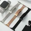 Fábrica Adequado para Apple Applewatch Relógio Aço Inoxidável Dobrável Fivela Magnética Malha Espinha de Peixe Trigo Malha de Metal Pulseira de Relógio