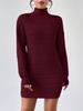 Vestido de punto de cuello medio alto para otoño e invierno, estilo europeo y americano, comercio exterior transfronterizo, moda femenina, color sólido, combina con todo, falda sexy a la cadera.