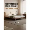 Cama de Madera Estilo Retro Kadeli con Orejas Cama Doble Francesa Dormitorio Principal Borde al Ras Apartamento Pequeño Tela Lavable Cama
