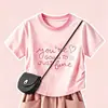 Novo conjunto de moda verão para meninas: top de manga curta com estampa de letras e shorts casuais de perna larga, conjunto simples de duas peças