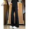 Pantalones de hombre versátiles y fluidos para el otoño de 2026, estilo High Street, moda de Hong Kong, sencillos, adelgazantes, que alargan las piernas, ligeramente acampanados, pantalones de tendencia
