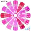 Rosa Rosa Vermelho Laser Set 12 Cores Misto Nail Art Sequins Flash Glitter Pó Nail Art Joias Drill Nail Paste