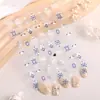 Pegatinas para Uñas con Tatuaje de Florales Azules y Blancos Patrón Bohemio Plano Azul y Blanco Pegatinas para Uñas DIY Accesorios Estilo Dh
