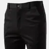 Calças Ocidentais Masculinas Stretch Forradas com Lã de Inverno Espessadas Calças de Vestuário Tubo Reto Dosagem Leve Calças de Negócios Calças Casuais da Moda para Homens
