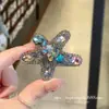 Pinza para el pelo de pentagrama con diamantes brillantes de estilo coreano de lujo ligero, pinza lateral de lazo de lujo ligero, accesorio para el pelo dulce y exquisito con diamantes completos para niñas