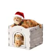 Nido de Gato de Fieltro Otoño e Invierno Villa para Gatos Resistente a los Arañazos y que no Suelta Pelo Mascota Nido Semi-Cerrado Perrera Pequeña para Perros Nido para Gatos Personalización