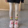 Leggings de Invierno para Niños Estilo Nuevo Forrados de Felpa Gruesos Bordados de Conejo Pantalones de Nueve Puntos Calcetines para Niñas con Opción de Entrepierna Abierta Pantalones Cálidos