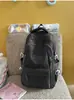 Gris claro con acentos en rosa suave, discreta y duradera, mochila estilo coreano para chicas de secundaria y preparatoria