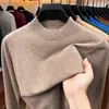Suéter bestseller transfronteiriço de malha fina anti-bolinhas com gola alta para homens, outono e inverno, cor sólida, pulôver, camada base