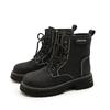 Botas de Piel Genuina para Mujer Estilo Nuevo de Otoño Material Mate Botines de Mujer Estilo Británico Elegantes que Alargan las Piernas Botas de Mujer de Piel con Borrego