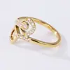 Buen temperamento de ojos brillantes a juego anillo de doble diamante simple y generoso joyería para mujer Venta al por mayor