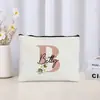 Bolsa de Maquiagem Floral Carta Casamento Presente para Madrinha Organizador de Cosméticos de Viagem Bolsa Lateral Estojo para Lápis Feminino Carteira