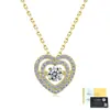 Collar Doble Corazón de Plata de Ley S925 con Moissanita y Diseño Dinámico de Latido, Cadena para Clavícula, Versátil para Uso Diario, Regalo para Novia