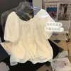 Blusa Chique e Linda de Chiffon para Mulheres, Novo Estilo de Verão com Mangas Bufantes Soltas, Top Moderno que Rejuvenesce