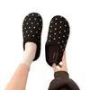 Chinelos Meio Sapato Birkenstock com Solado Grosso, Estampa de Bolinhas e Pelúcia, Biqueira, Calçados Externos Femininos 2026 Novo Outono/Inverno, Mula Preguiçosa Birkenstock, Sapatos de Algodão