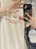 Chica gordita Verano Algodón Puro talla grande Camiseta de Manga Corta para Mujer Diseño Explosivo en los Hombros Sentido del Diseño Nicho Americano Holgado Top de Media Manga