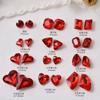 Ano Novo Grande Vermelho Nail Art Jóias Cristal Pontiagudo Vidro Especial-formato Diamante Coração Torto Amor Unha Diamante Jóias Atacado