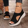 Sandálias Casuais Slip-On Moda Peixe Cabeça Open-Toe Em Estoque Outono 2025 Salto Baixo Calçados Femininos Tamanho Grande Esportes