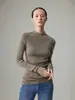 Dragon Marino Warren KW902 Camiseta Base de Lana Engrosada Tejido de Punto sin Costuras de una Pieza de Cuello Semi Alto de Manga Larga para Mujer