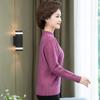 Suéter de lana de otoño e invierno para madre de manga larga con cuello alto, suéter grueso para mujeres de mediana edad y mayores, suéter de moda jacquard