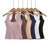 Camisola Halterneck de Estilo Europeo y Americano para Chica Sexy, Diseño Nicho para Mujer, con Almohadilla para el Busto, Slim, Corta, para Fondo, Verano