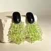 Estilo Vintage Retro Francés Hong Kong Monet Medieval Clip para Oreja Pendientes de Perla Pendientes Verdes Joyería Femenina para Orejas