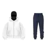 Nova Temporada Moletom com Capuz Duplo e Zíper DIY Liso Masculino Feminino Outono Inverno Conjunto de Calça de Moletom com Capuz e Zíper para Casal