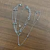Pulseira de Dedo Corrente de Bolas com Fecho em Aço Inoxidável e Ouro 18K Pulseira de Corrente de Bolas com Fecho Cruzado de Três Camadas com Anel Que Não Desbota