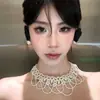 Colar Vintage de Pérolas Artificiais em Camadas Estilo Francês para Mulheres, Colar para Fotos de Casamento da Noiva, Corrente Elegante de Clavícula de Alta Qualidade