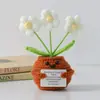 Flor de Tricô de Energia Positiva Transfronteiriça Planta em Vaso Produto Acabado Fio de Lã Flor de Simulação Ornamento de Mesa Boneca de Cartão de Mão
