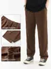 Pantalones de pana de color liso, peso pesado, corte holgado, estilo de pierna recta, adecuados para otoño, para hombres y adolescentes, negros, con buena caída, ideales para ir al trabajo y para uso casual