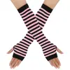 Luvas de Algodão Quentes Meio Dedo Femininas com Listras Arco-Íris Luvas de Dança Hyun-a Luvas Meio Dedo Protetoras Solares de Verão