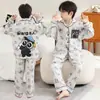 Conjunto de pijama de algodão nuvem de manga longa para meninos, fino, para primavera e outono, roupa de casa infantil com desenho animado, adequado para adolescentes usarem fora.