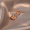 Brincos exclusivos de micro diamante em ouro rosa, fivela de orelha luxuosa de alta qualidade, novos brincos de moda explosivos para mulheres, 2024