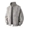 Chaqueta retro americana de cuero PU tie-dye, unisex, estilo primavera y otoño, marca de moda, corte holgado casual con cuello alto, chaqueta estilo Hong Kong