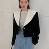 Enviado. Elegante blazer corto estilo Chanel con solapa y un botón, chaqueta casual holgada para mujer