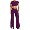 Conjunto Esportivo de Manga Curta com Costas Nuas Transfronteiriço para Mulheres com Bojos Top Fitness Roupa Esportiva ao Ar Livre Roupa de Yoga