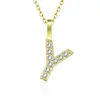 Amazon transfronterizo nuevo collar con incrustaciones de circonita de diamantes completos 26 letras inglesas femenino acero de titanio colgante DIY cadena de clavícula