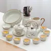 Lujo Ligero de Gama Alta Horno Ru Juego de Té Kung Fu para el Hogar Cerámica China Tetera Taza de Té Bandeja de Té Pequeña Juego de Regalo