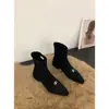 Primer Encuentro Botas Ji Martin para Mujer Otoño Invierno 2026 Nuevas Botas de Tacón Grueso Puntiagudas Adelgazantes Estilo Coreano Botines Pequeños Botas Cortas de Azafata